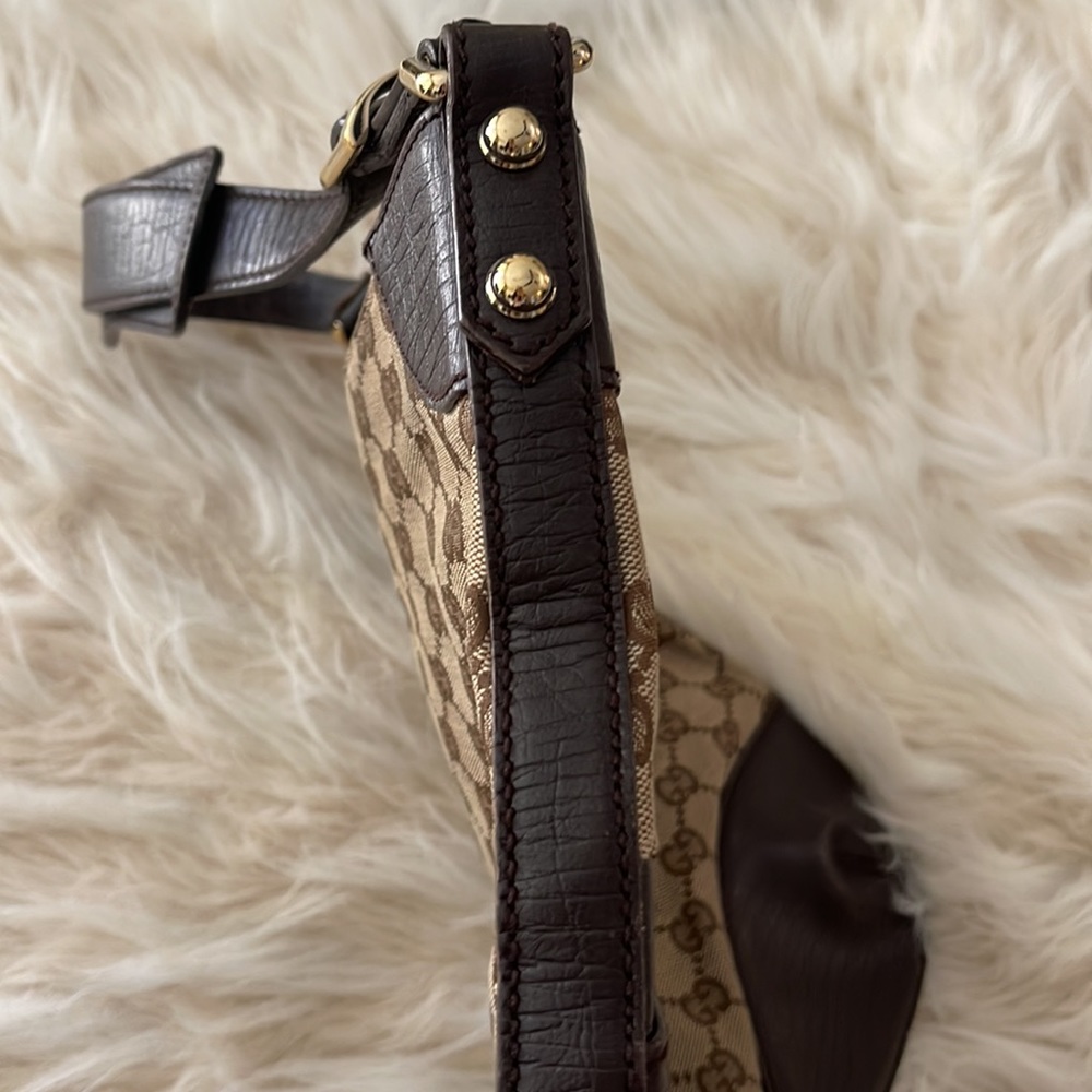 Gucci Brown GG Canvas Shoulder Bag with Red & Green Web and Gold Hardware - Picture 15 of 16